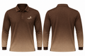 Fairway Shade brown sand gradient long-sleeve polo, front and back