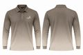 Fairway Shade taupe sand gradient long-sleeve polo, front and back